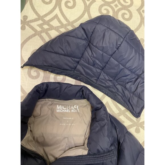 Michael Kors Navy Quilted Puffer Jacket With Detachable Hood Size L - Picture 6 of 7